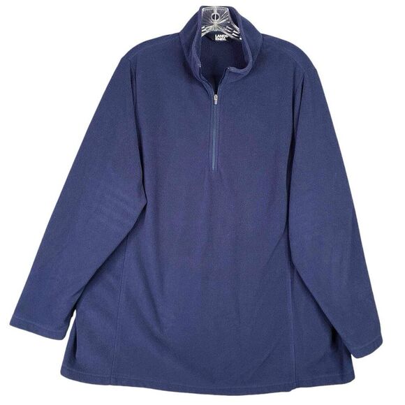 Lands End Pullover Fleece Women’s Plus Size 2X Quarter Zip Blue Long Sleeve - Picture 2 of 9
